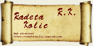 Radeta Kolić vizit kartica